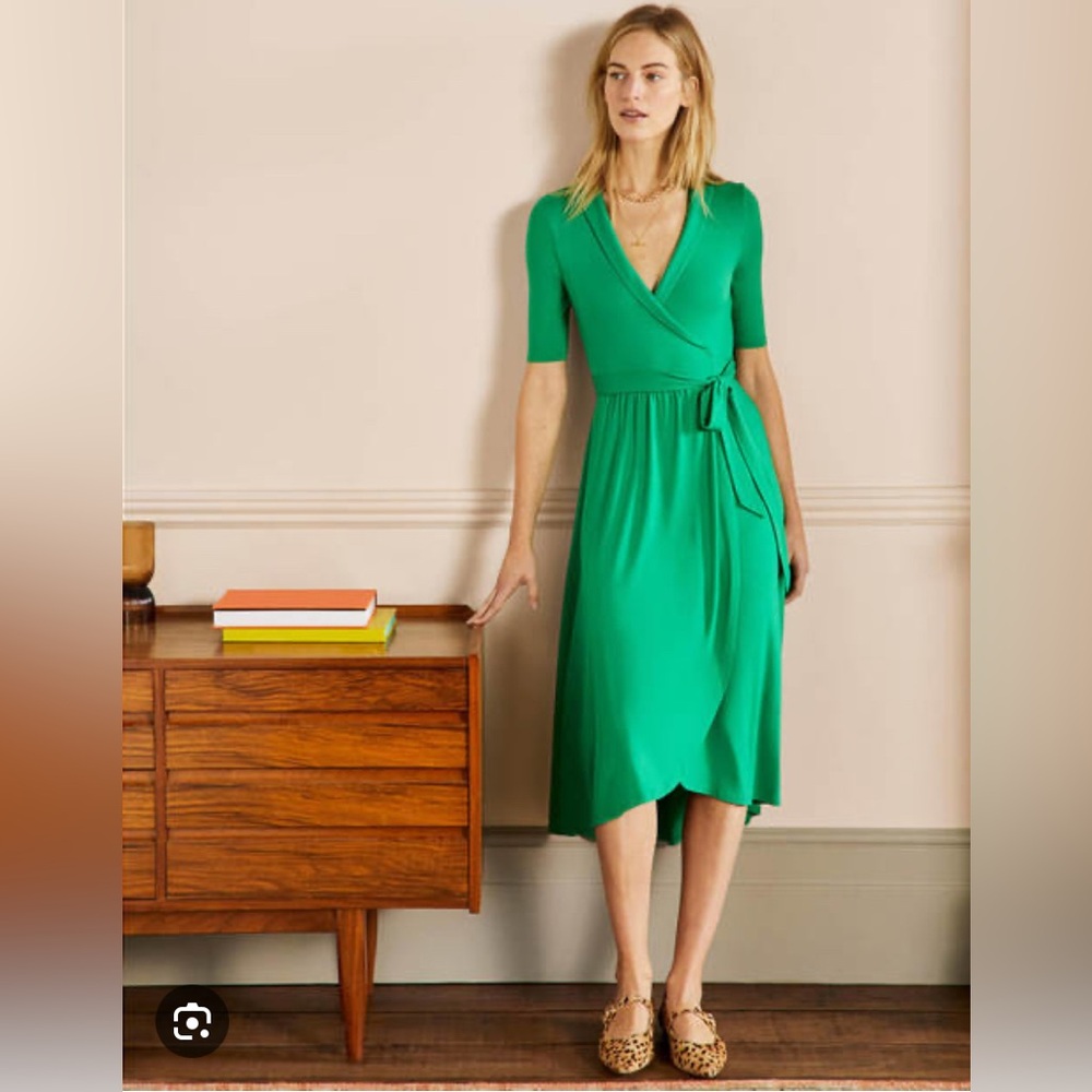 Boden Green Midi Wrap Dress 8P